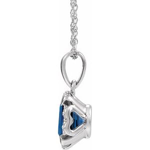 14K White Gold Lab-Grown Blue Sapphire & .04 CTW Natural Diamond 18" Necklace
