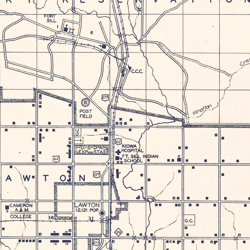 Vintage Map of Comanche County, Oklahoma 1936