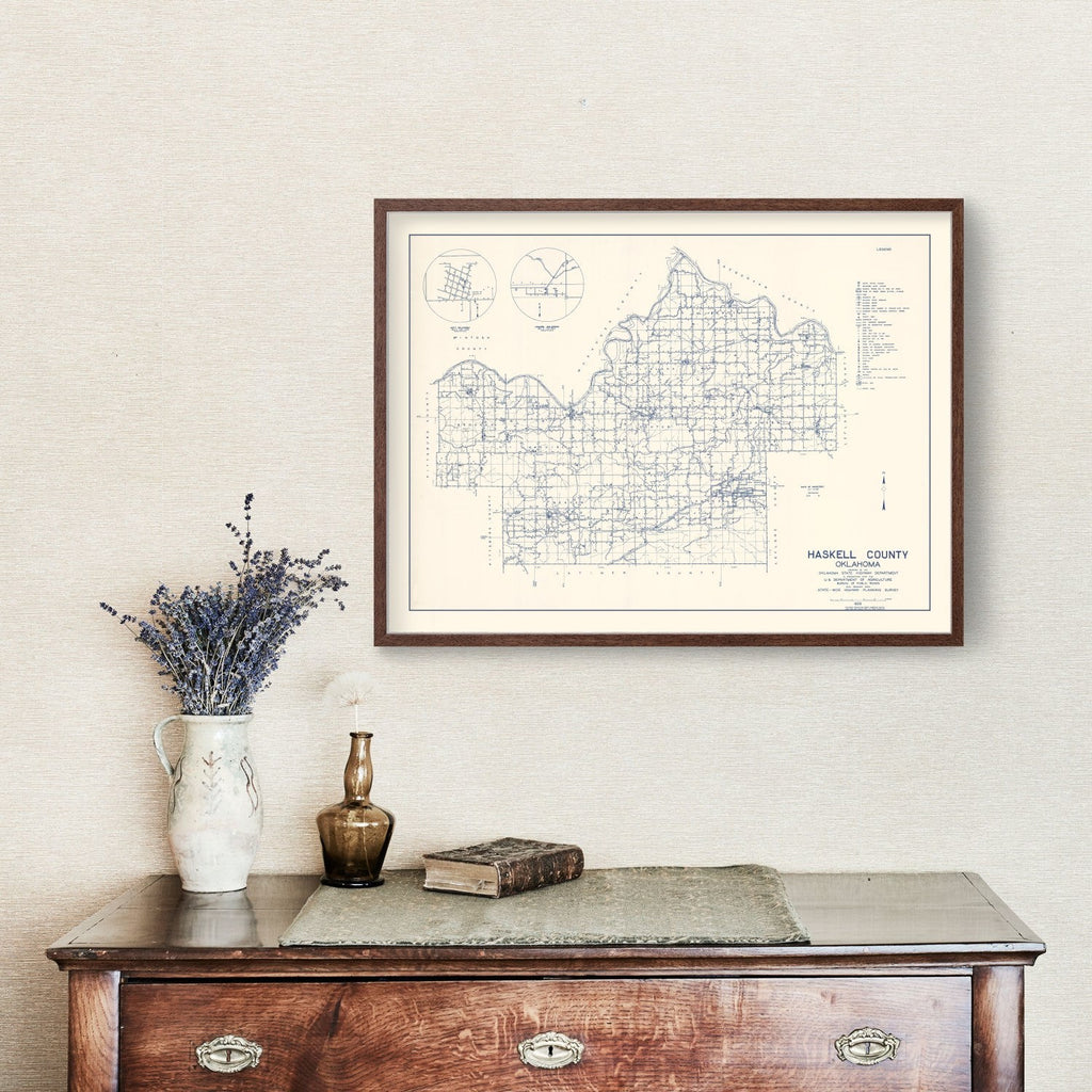Vintage Map of Haskell County, Oklahoma 1936