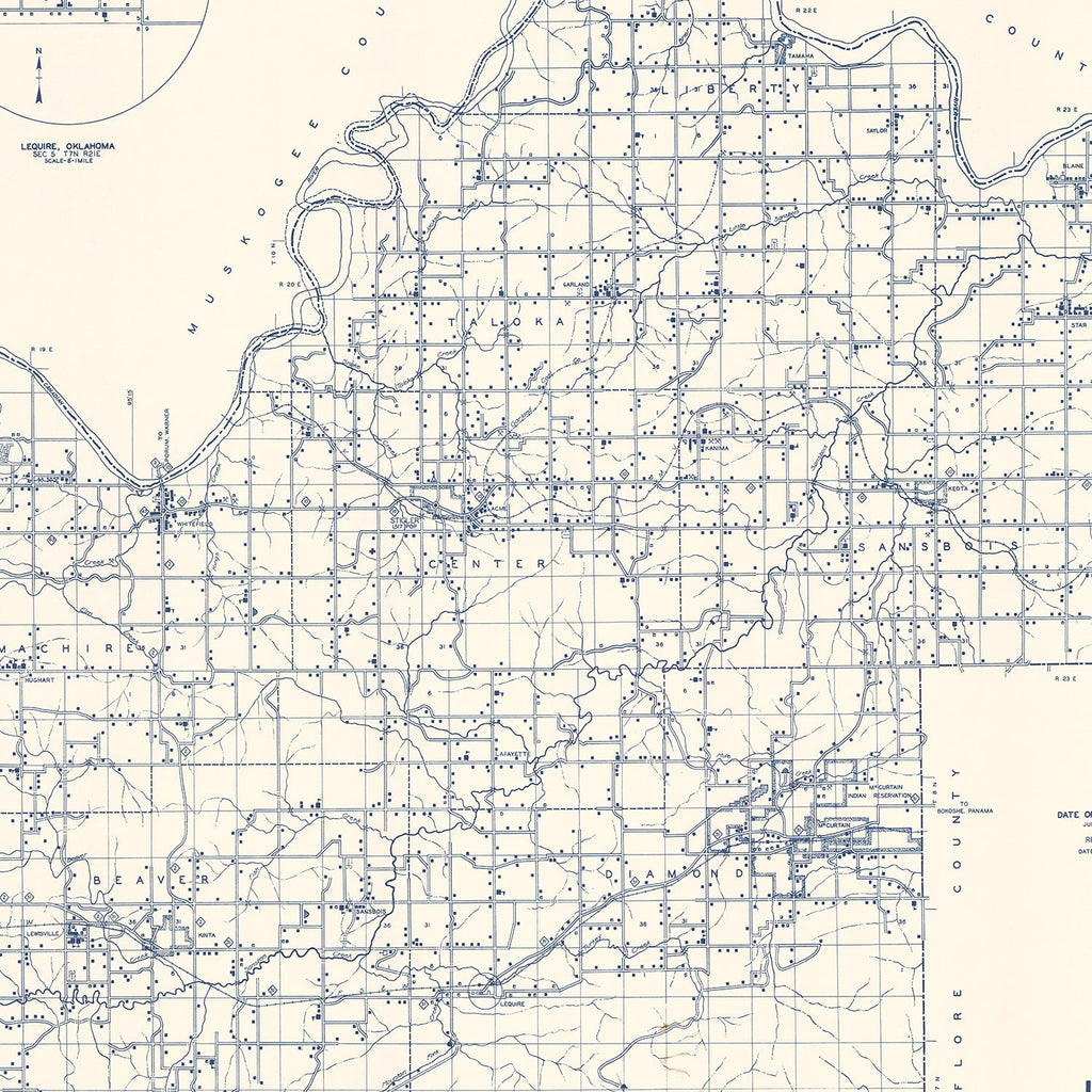 Vintage Map of Haskell County, Oklahoma 1936