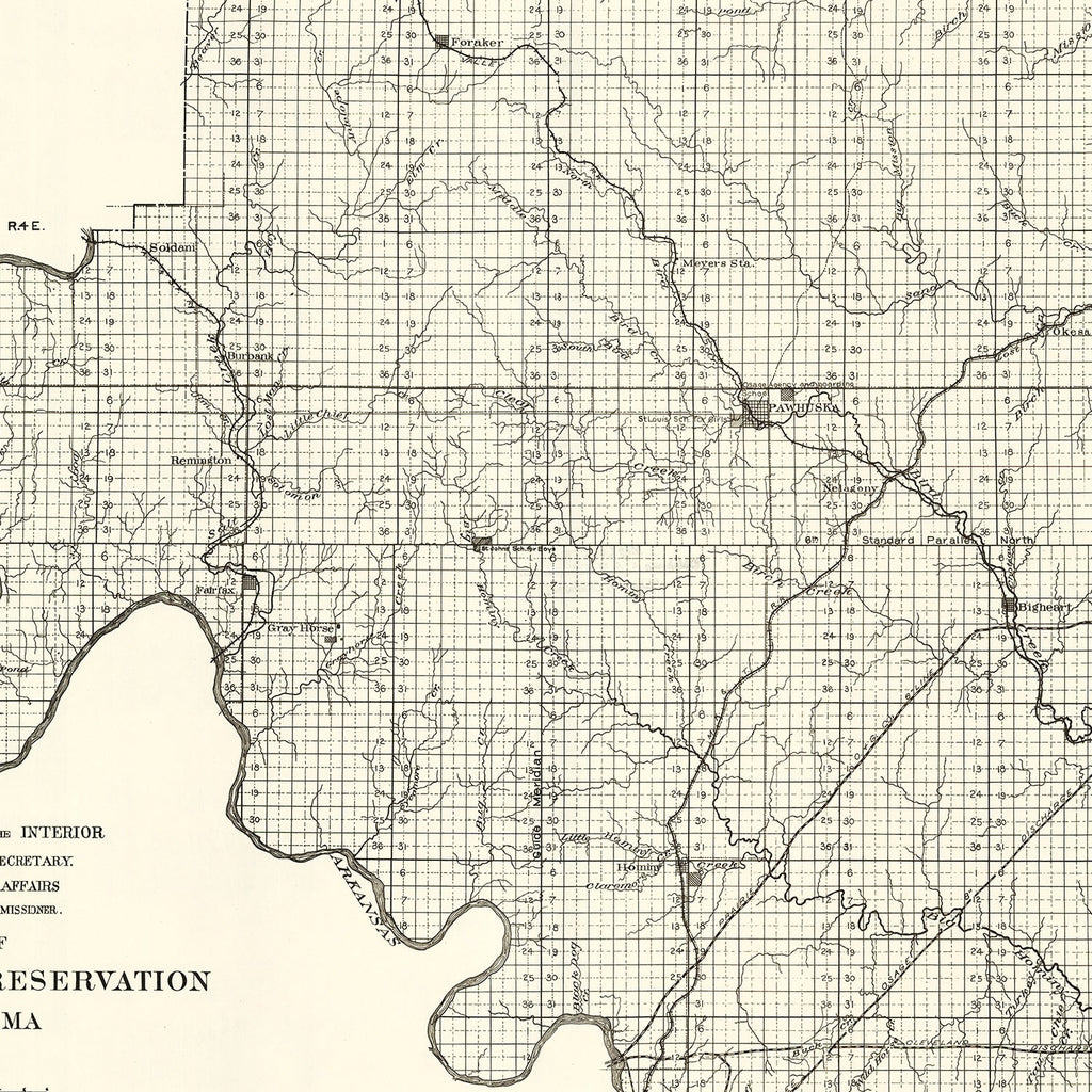 Vintage Osage Indian Reservation Map 1917