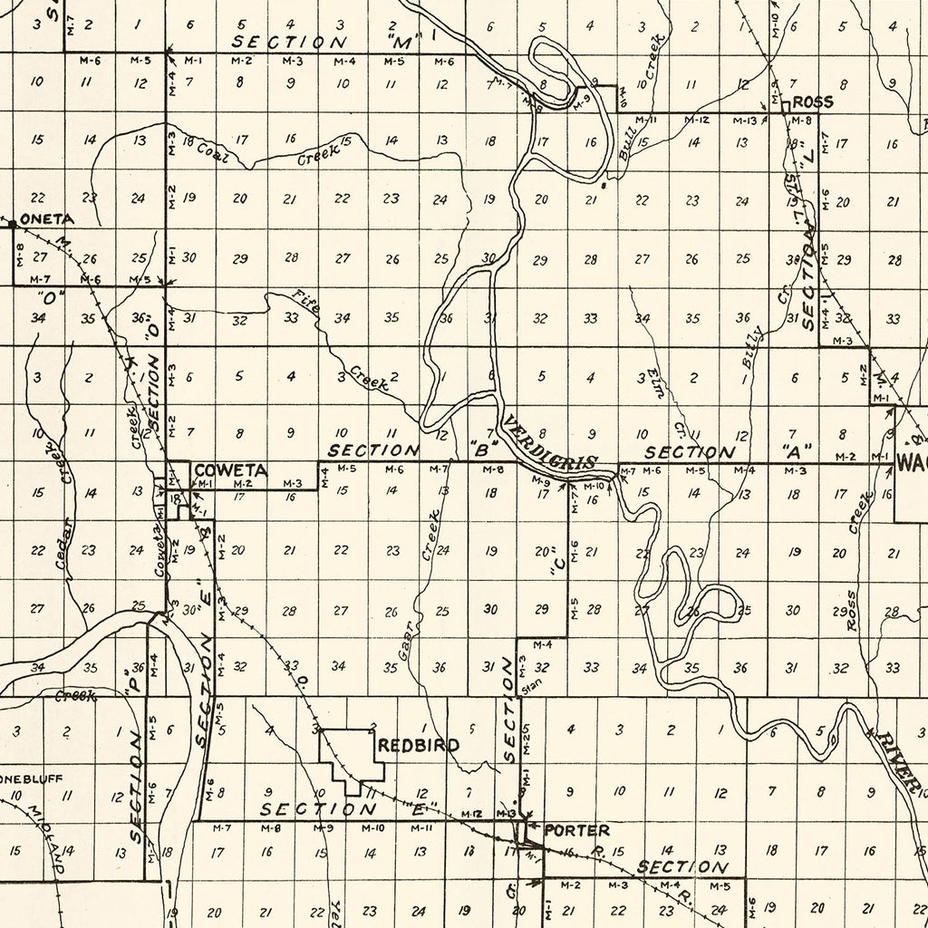 Vintage Map of Wagoner County, Oklahoma 1915