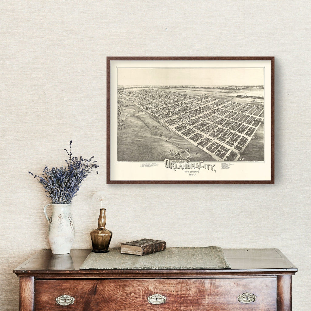 Vintage Map of Oklahoma City, Oklahoma 1890