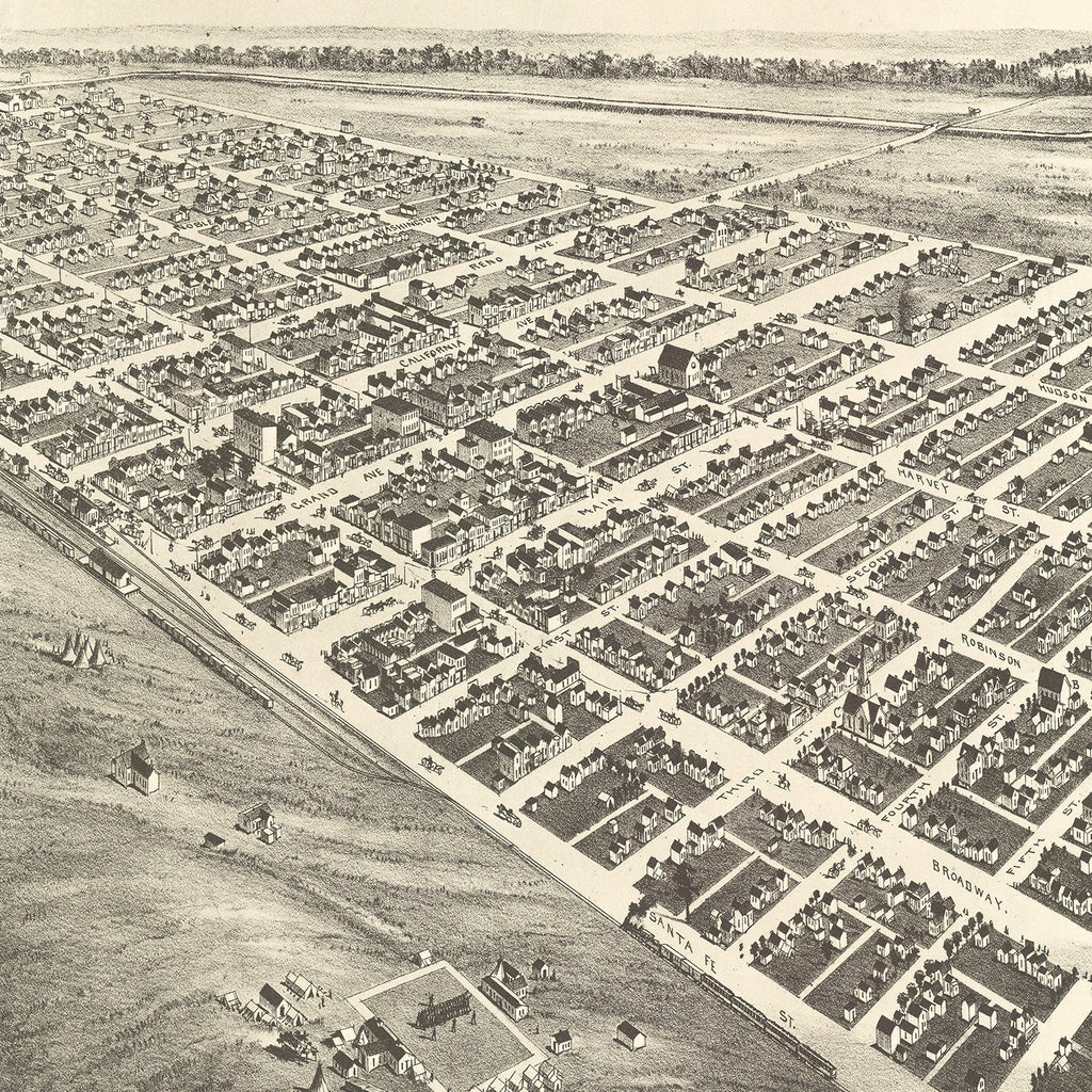 Vintage Map of Oklahoma City, Oklahoma 1890