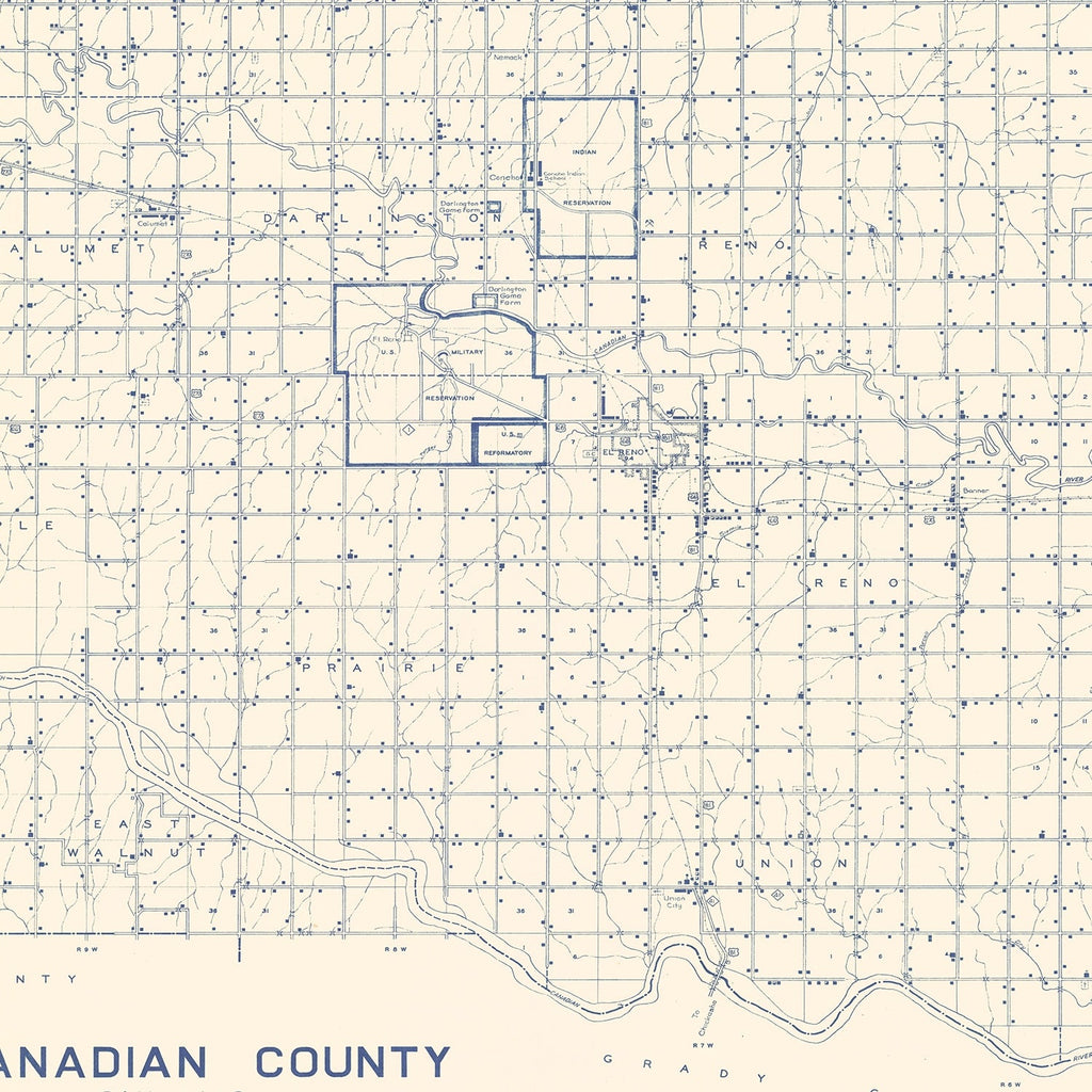 Vintage Map of Canadian County, Oklahoma 1936