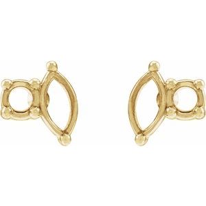 14K Yellow Gold 3x1.5 mm Marquise Right Accented Earring Mounting – image 2