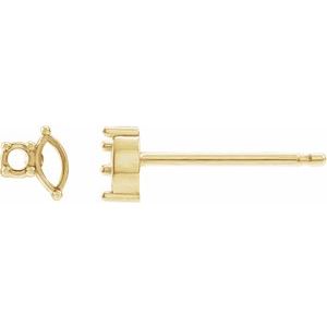 14K Yellow Gold 3x1.5 mm Marquise Left Accented Earring Mounting