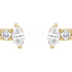 14K Yellow Gold .08 CTW Natural Diamond Earrings – image 2