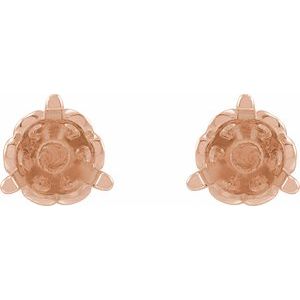14K Rose Gold 4.5 mm Round 3-Prong Scroll Earring Mounting – image 2