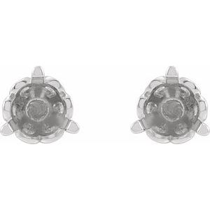 14K White Gold 3.5 mm Round 3-Prong Scroll Earring Mounting – image 2