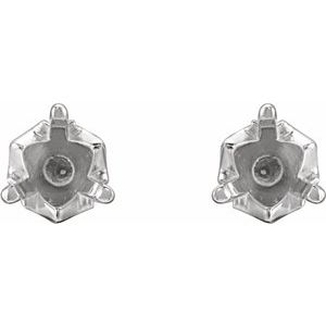 Sterling Silver 3 mm Round 3-Prong Earring Mounting – image 2