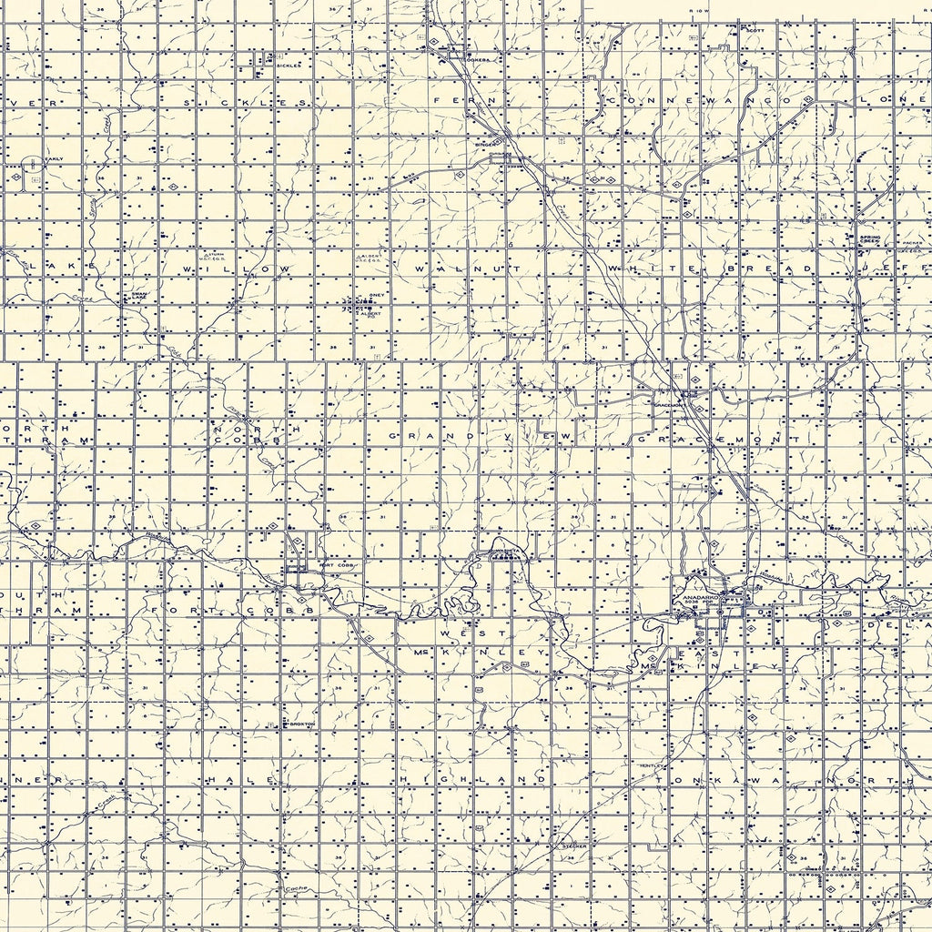 Vintage Map of Caddo County, Oklahoma 1936