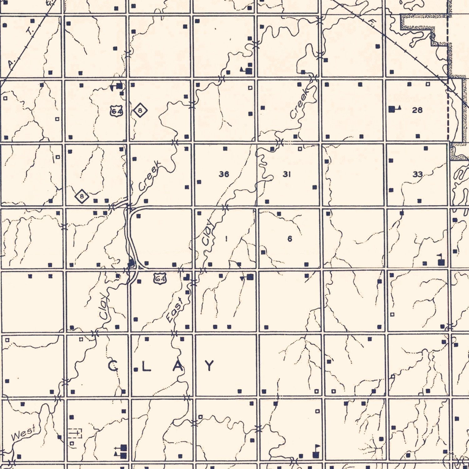 Vintage Map of Alfalfa County, Oklahoma 1936