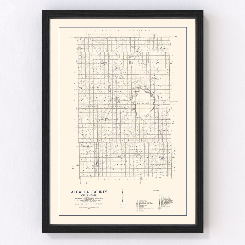 Vintage Map of Alfalfa County, Oklahoma 1936