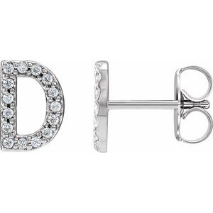 Platinum 1/6 CTW Natural Diamond Initial D Earrings
