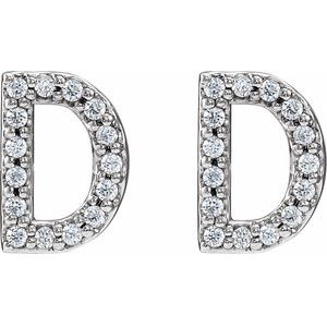 Platinum 1/6 CTW Natural Diamond Initial D Earrings