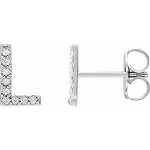 14K White Gold .07 CTW Natural Diamond Initial L Earrings