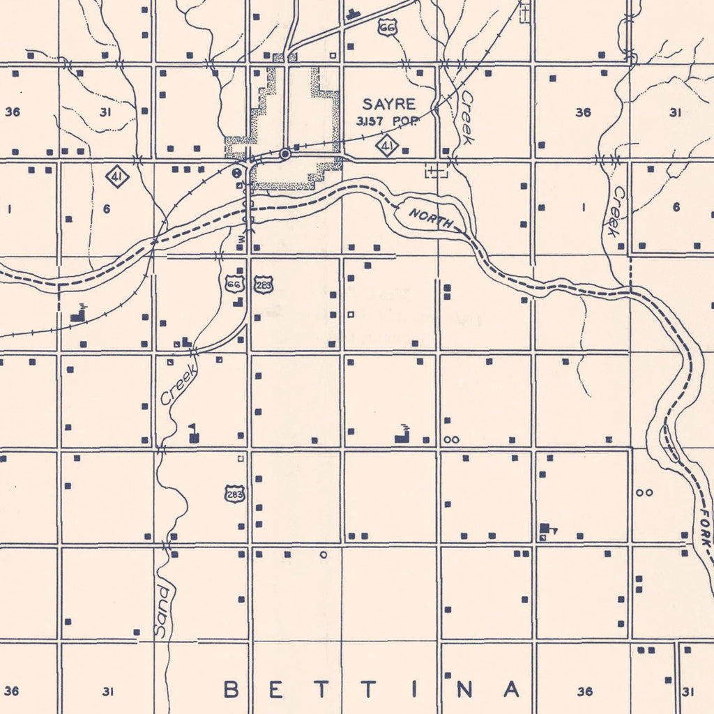 Vintage Map of Beckham County, Oklahoma 1936