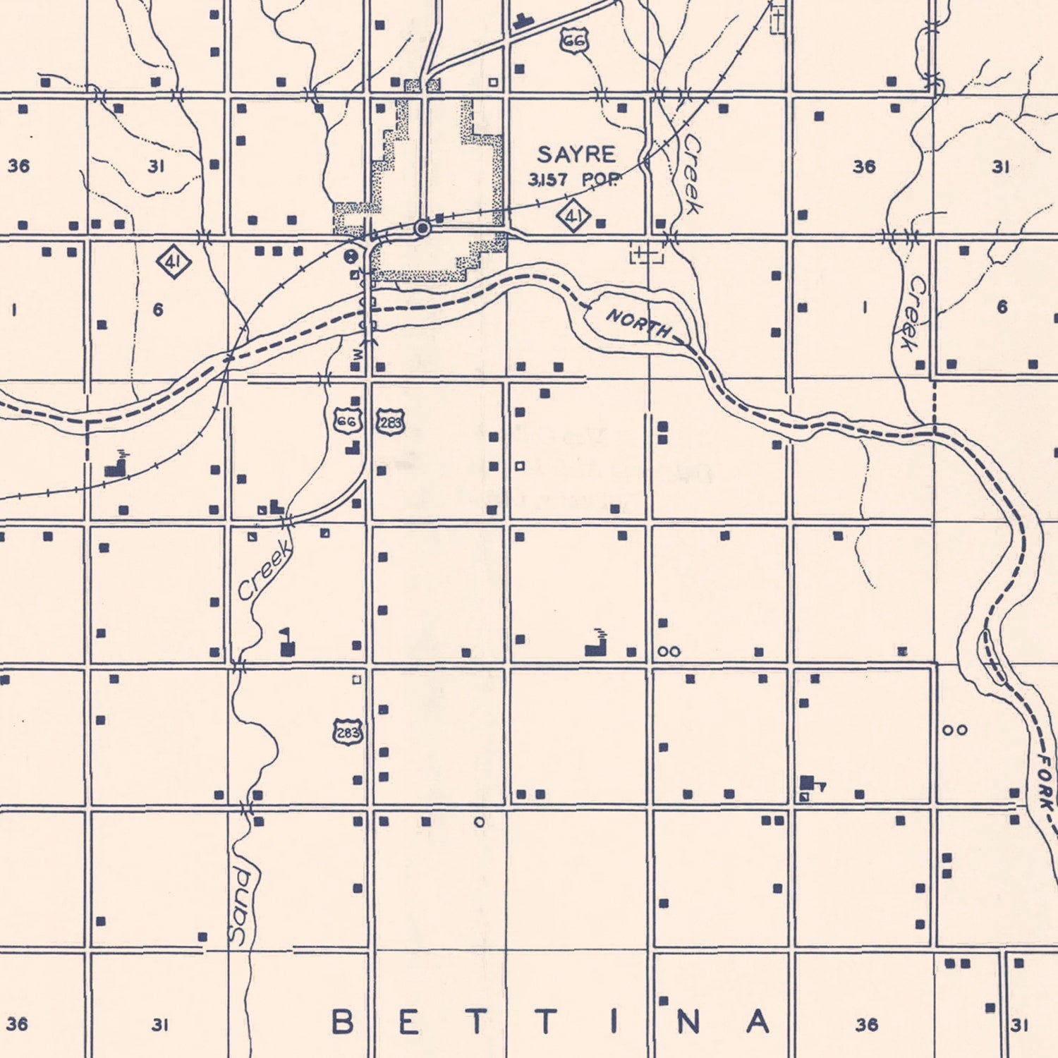 Vintage Map of Beckham County, Oklahoma 1936