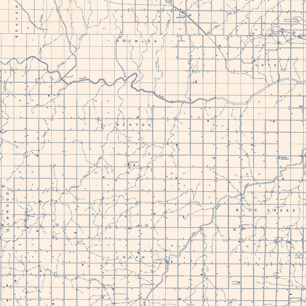 Vintage Map of Beaver County, Oklahoma 1936