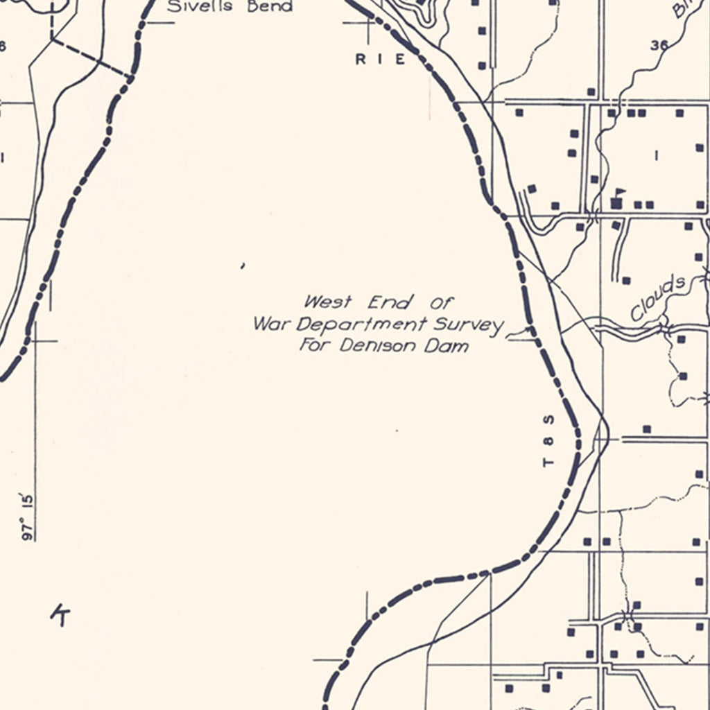 Vintage Map of Love County, Oklahoma 1936