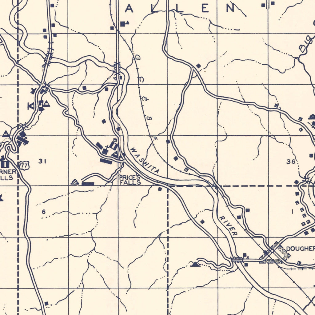 Vintage Map of Murray County, Oklahoma 1936