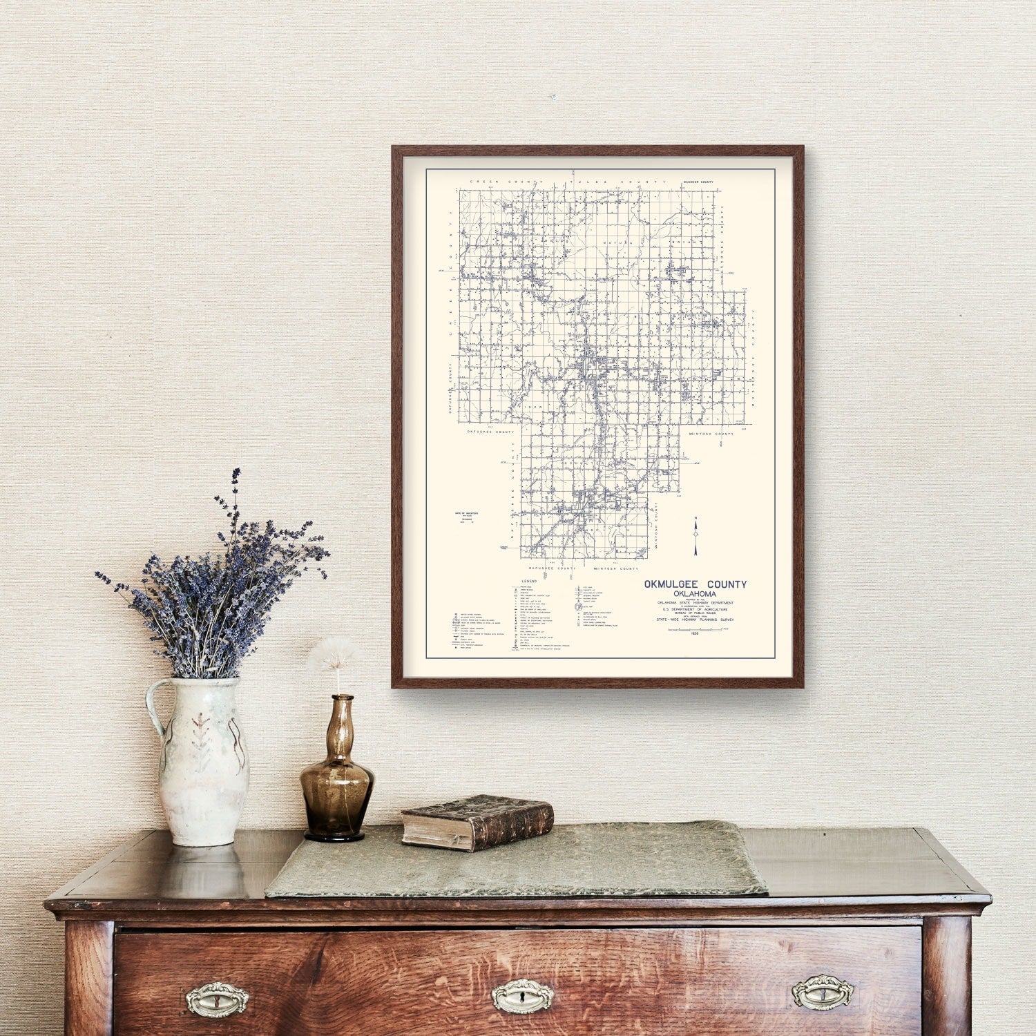 Vintage Map of Okmulgee County, Oklahoma 1936