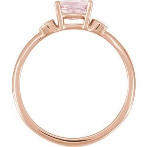 14K Rose Gold 6x4 mm Natural Pink Morganite & Natural White Opal Ring