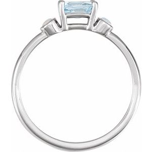 Platinum 6x4 mm Natural Sky Blue Topaz & Natural White Opal Ring