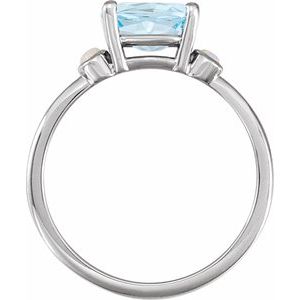Platinum 8x6 mm Natural Sky Blue Topaz & Natural White Opal Ring