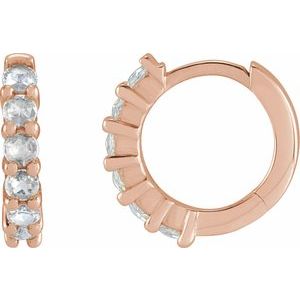14K Rose Gold 1/8 CTW Rose-Cut Natural Diamond 12.2 mm Hoop Earring
