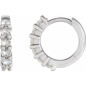 Platinum 1/5 CTW Rose-Cut Natural Diamond Hinged 12.2 mm Hoop Earrings