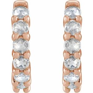 14K Rose Gold 1/5 CTW Rose-Cut Natural Diamond Hinged 12.2 mm Hoop Earrings