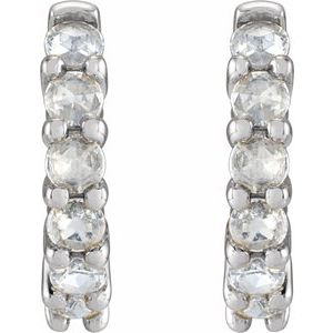 Sterling Silver 1/5 CTW Rose-Cut Natural Diamond Hinged 12.2 mm Hoop Earrings – image 2