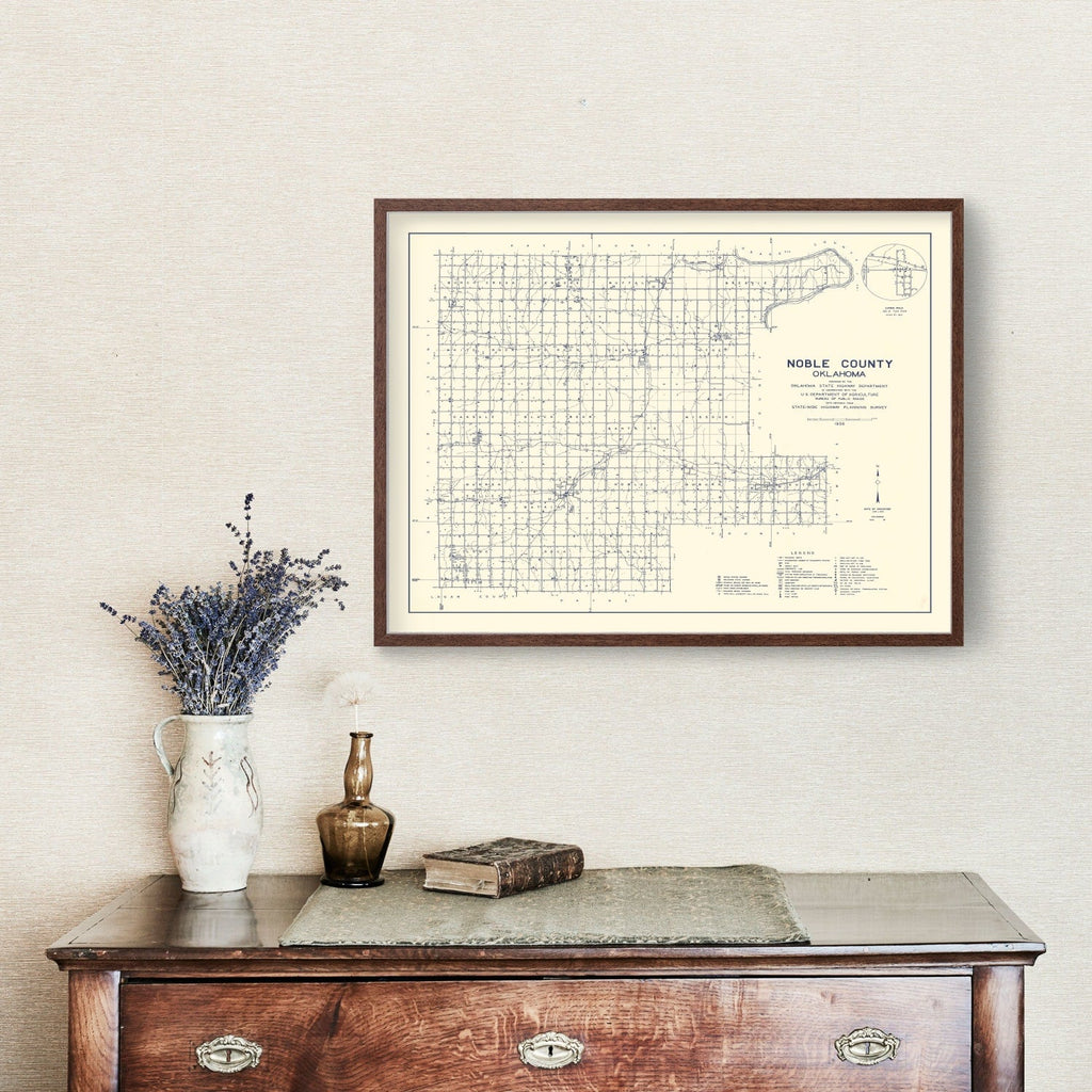 Vintage Map of Noble County, Oklahoma 1936