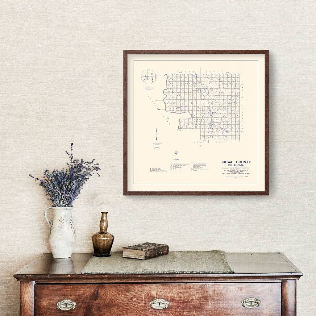 Vintage Map of Kiowa County, Oklahoma 1936