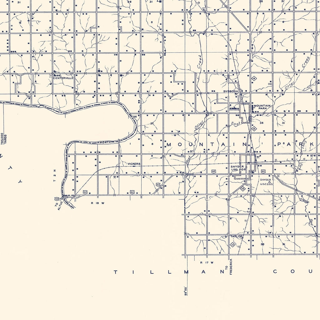 Vintage Map of Kiowa County, Oklahoma 1936