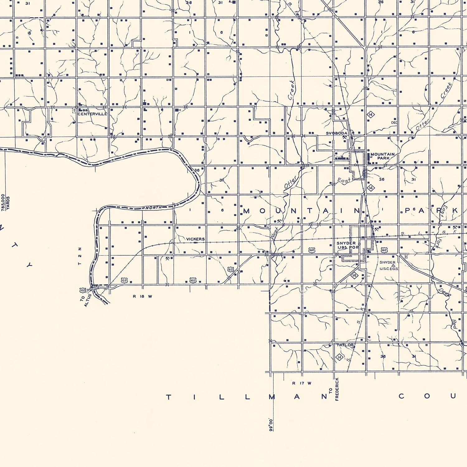 Vintage Map of Kiowa County, Oklahoma 1936