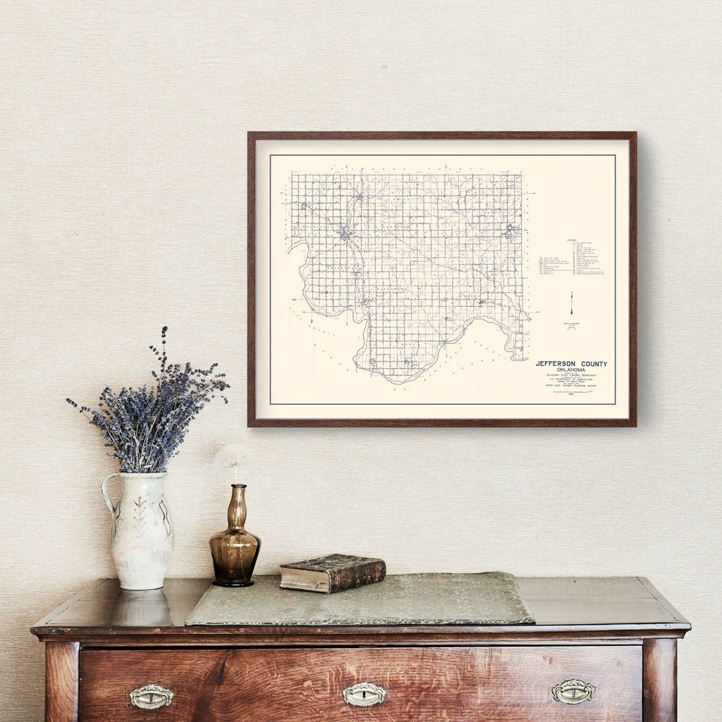 Vintage Map of Jefferson County, Oklahoma 1936