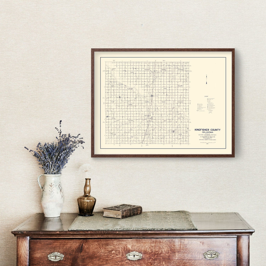 Vintage Map of Kingfisher County, Oklahoma 1936