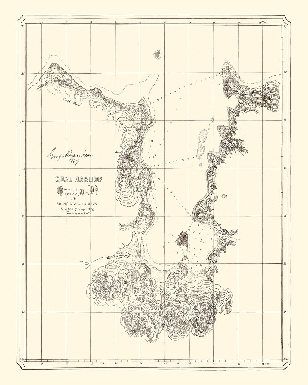 Vintage Coal Harbor Map 1867