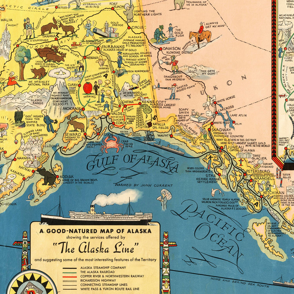 Vintage Map of Alaska 1934