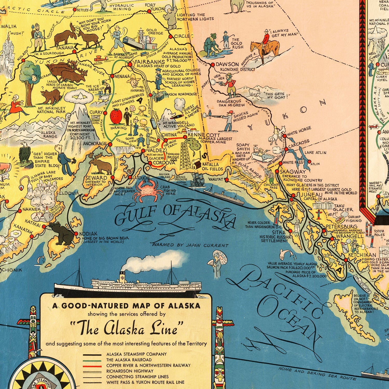 Vintage Map of Alaska 1934