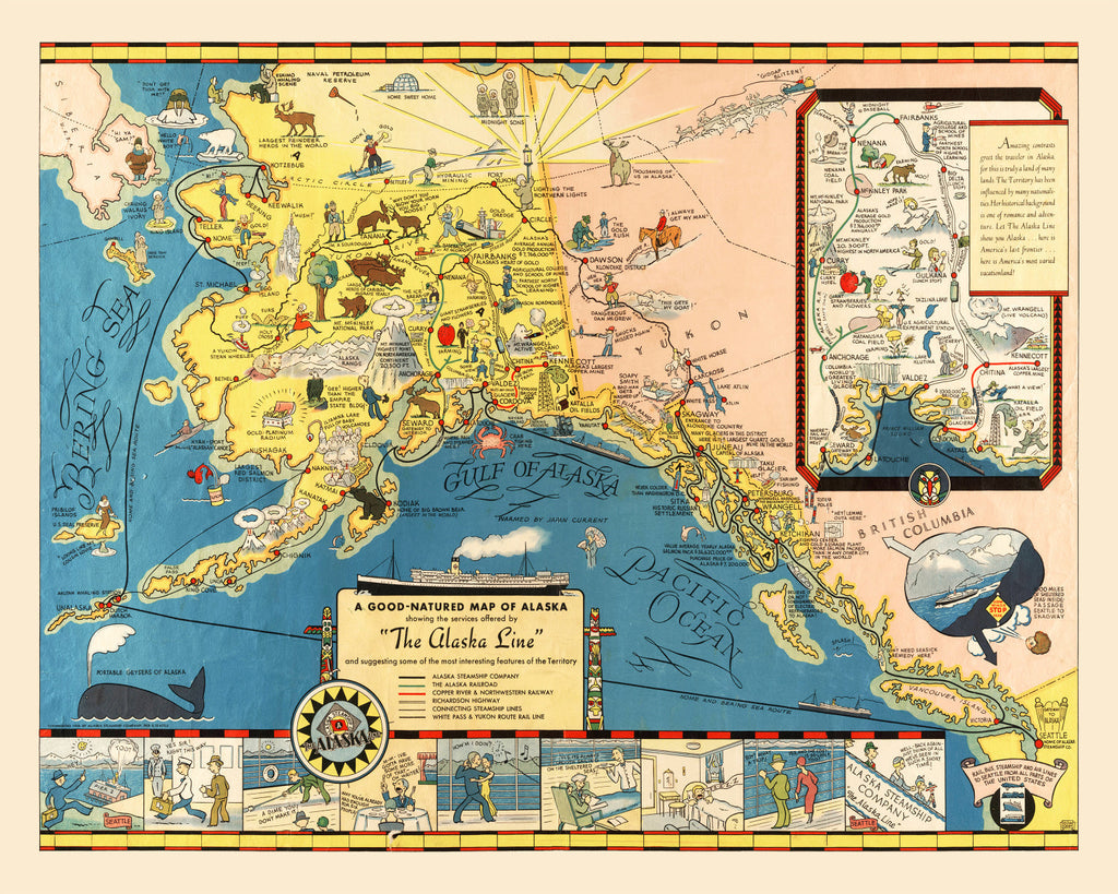 Vintage Map of Alaska 1934
