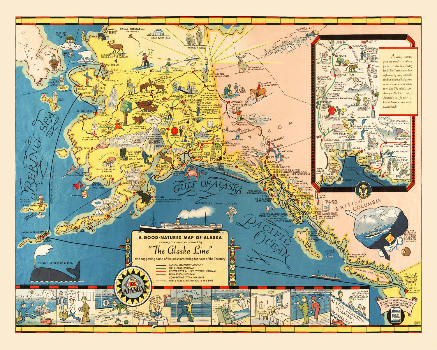 Vintage Map of Alaska 1934