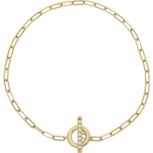 14K Yellow Gold 1/10 CTW Natural Diamond Toggle 7" Bracelet