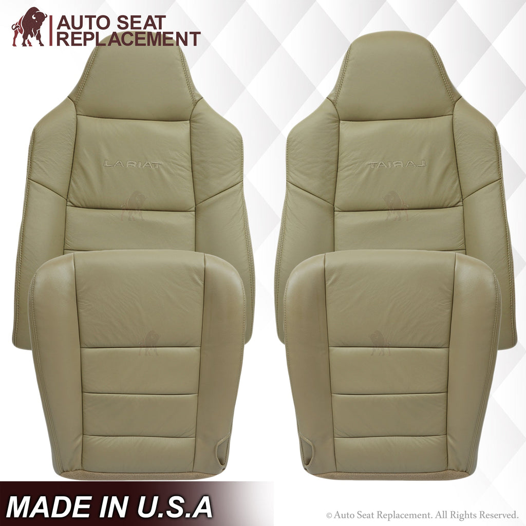 2003-2007 Ford F250 F350 Lariat Seat Cover in Tan: Choose Leather or Vinyl