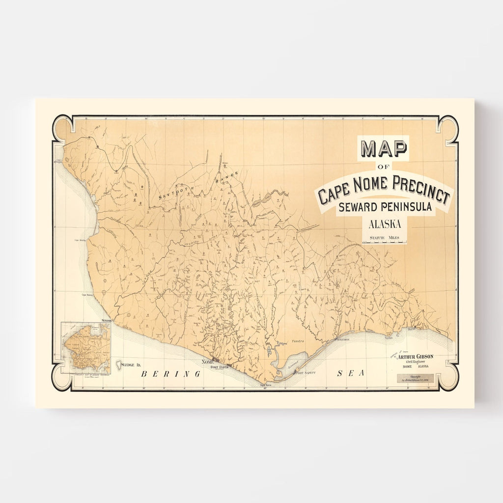 Vintage Cape Nome Alaska Map 1904