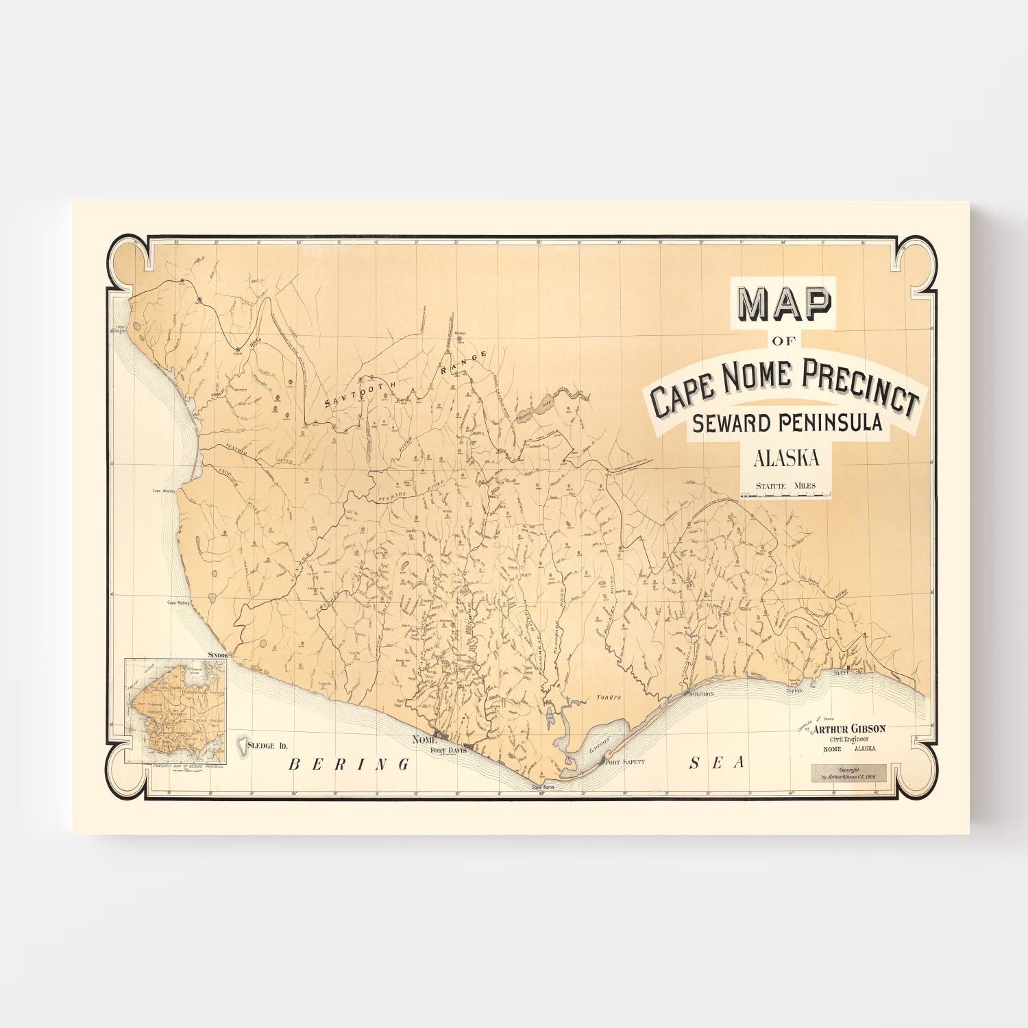 Vintage Cape Nome Alaska Map 1904