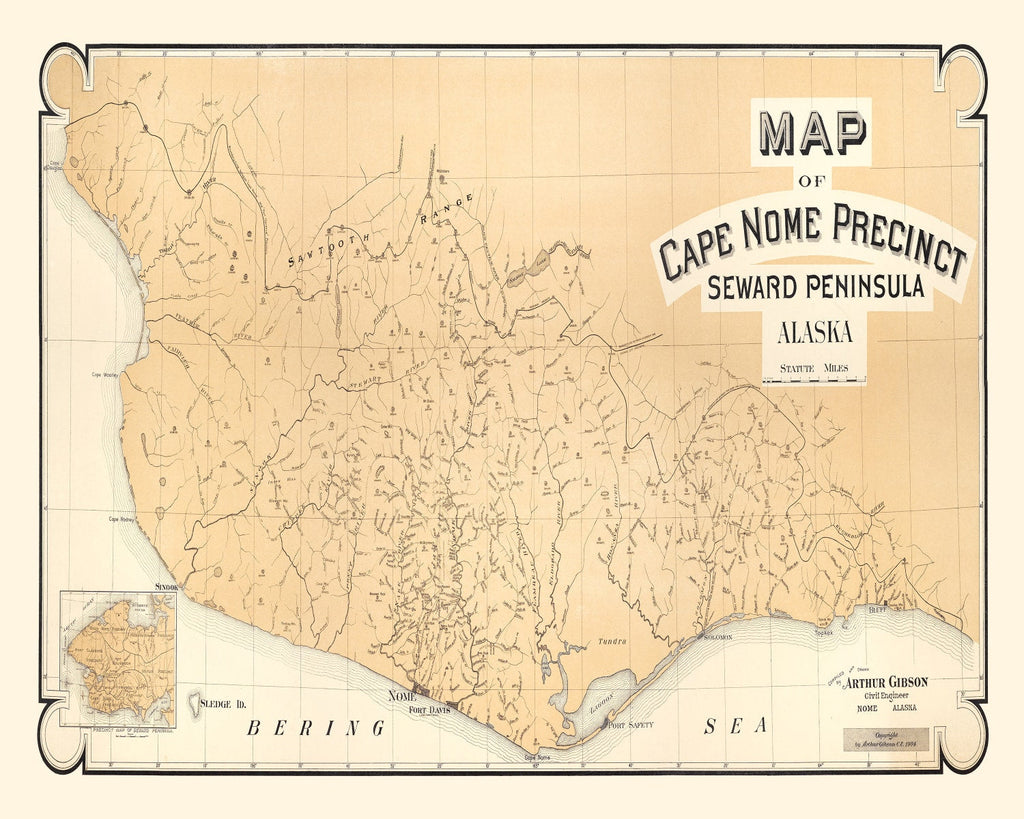 Vintage Cape Nome Alaska Map 1904